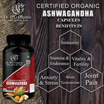 DR. JPG Organic Ashwagandha Capsules (500mg, 60 Veg Capsules) | For Vitality, Stress Relief & Sleep Support | 100% Certified Organic