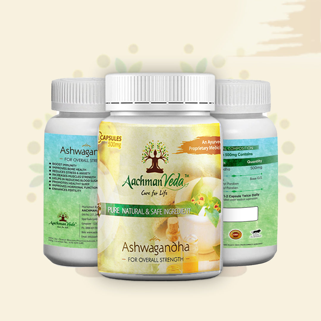 Aachman Veda Ashwagandha Capsule 500mg for Overall Strength (60 Each)
