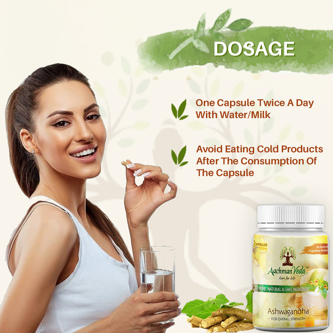 Aachman Veda Ashwagandha Capsule 500mg for Overall Strength (60 Each)