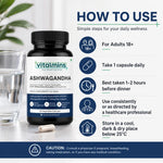 Vitalmins Ashwagandha Shoden Capsules | High-Potency Stress Relief, Anxiety Support, Sleep & Daily Vitality - 60 Capsules