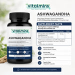 Vitalmins Ashwagandha Shoden Capsules | High-Potency Stress Relief, Anxiety Support, Sleep & Daily Vitality - 60 Capsules