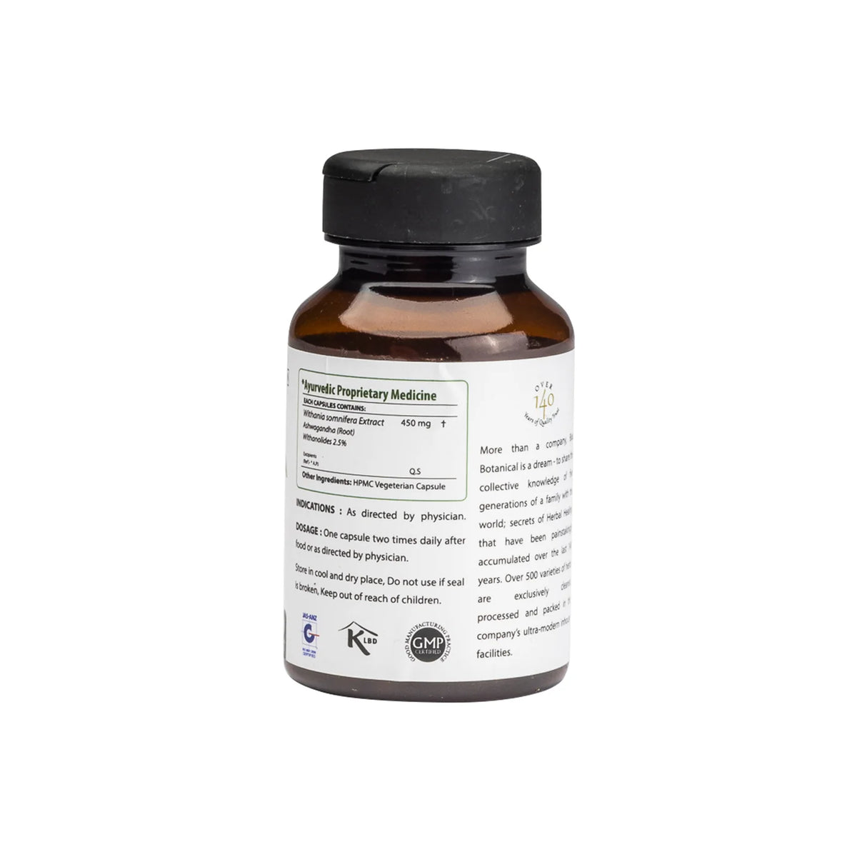 Bixa Botanical Ashwagandha Extract (60 Veg Capsules | 450mg) | Standardized to 2.5% Withanolides for Stress Relief, Stamina & Immune Support`