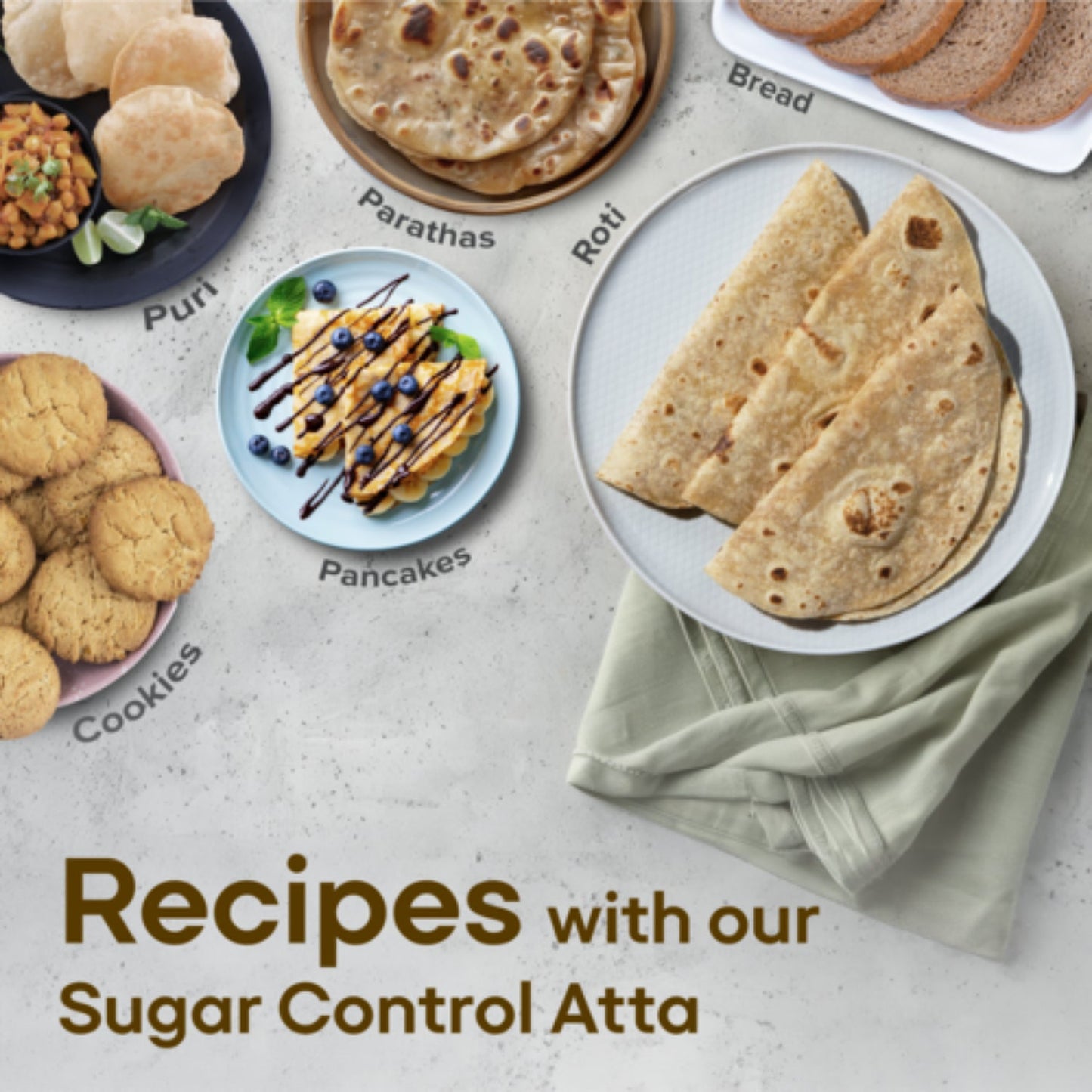 Sugar.fit Sugar Control Atta, 8-in-1 Multigrain Atta Sharbati Wheat, Soybean, Black Gram, Ragi, Barley, Fenugreek, Flax Seeds and Horse Gram