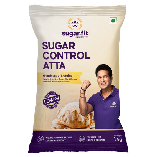 Sugar.fit Sugar Control Atta, 8-in-1 Multigrain Atta Sharbati Wheat, Soybean, Black Gram, Ragi, Barley, Fenugreek, Flax Seeds and Horse Gram