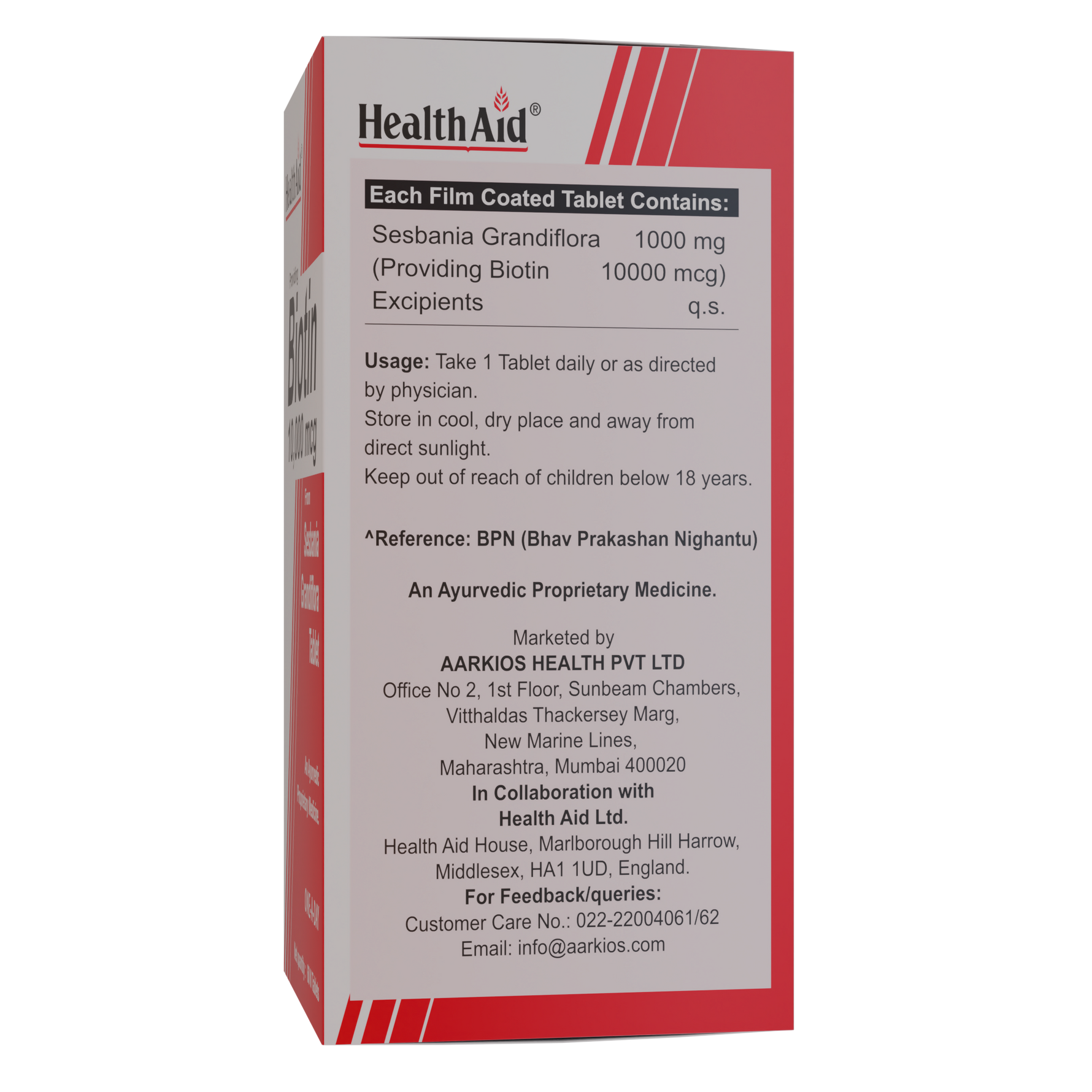 HealthAid Biotin 10000 mcg Tablet- 60 Tablets