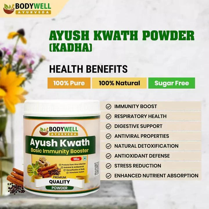 BodyWell Ayush Kwath Kadha Powder – Traditional Ayurvedic Seasonal Wellness & Support – 100g Powder
