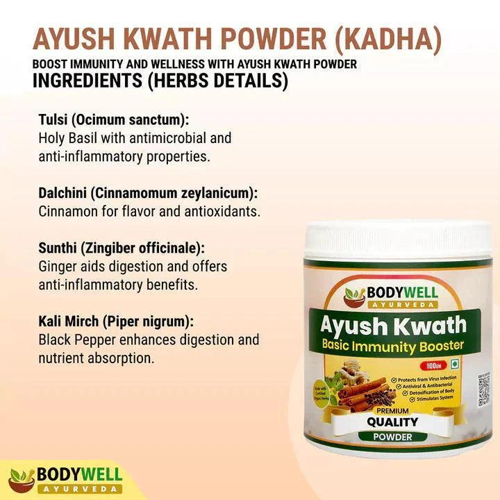 BodyWell Ayush Kwath Kadha Powder – Traditional Ayurvedic Seasonal Wellness & Support – 100g Powder