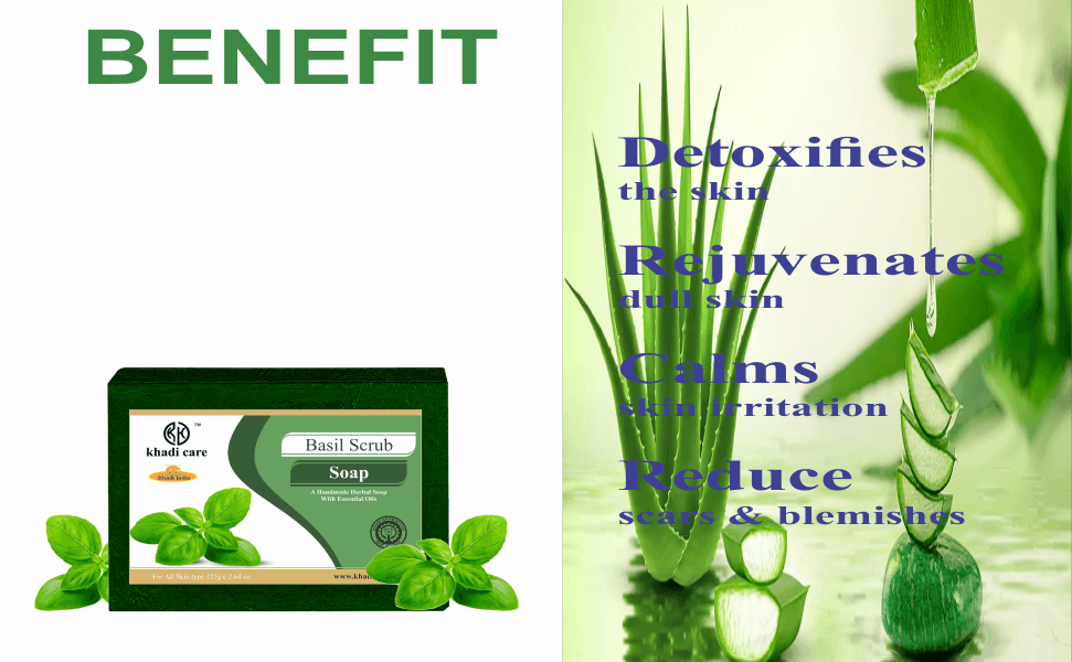 Khadi Care Herbal Basil Scrub Soap - 125g