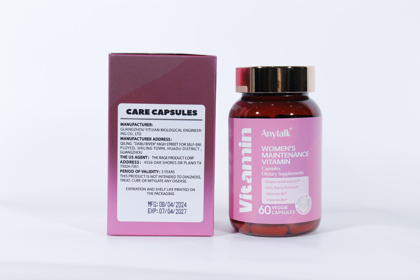 Anytalk Women's Skincare Vitamin Capsules - 500mg * 60 capsules