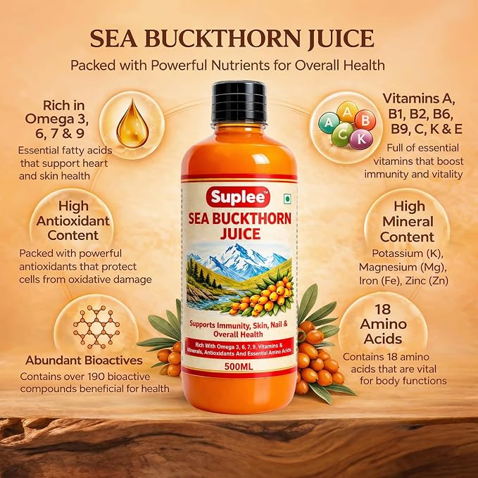 Suplee Sea Buckthorn Juice 500ml | Original & Authentic from Himalayan Valleys