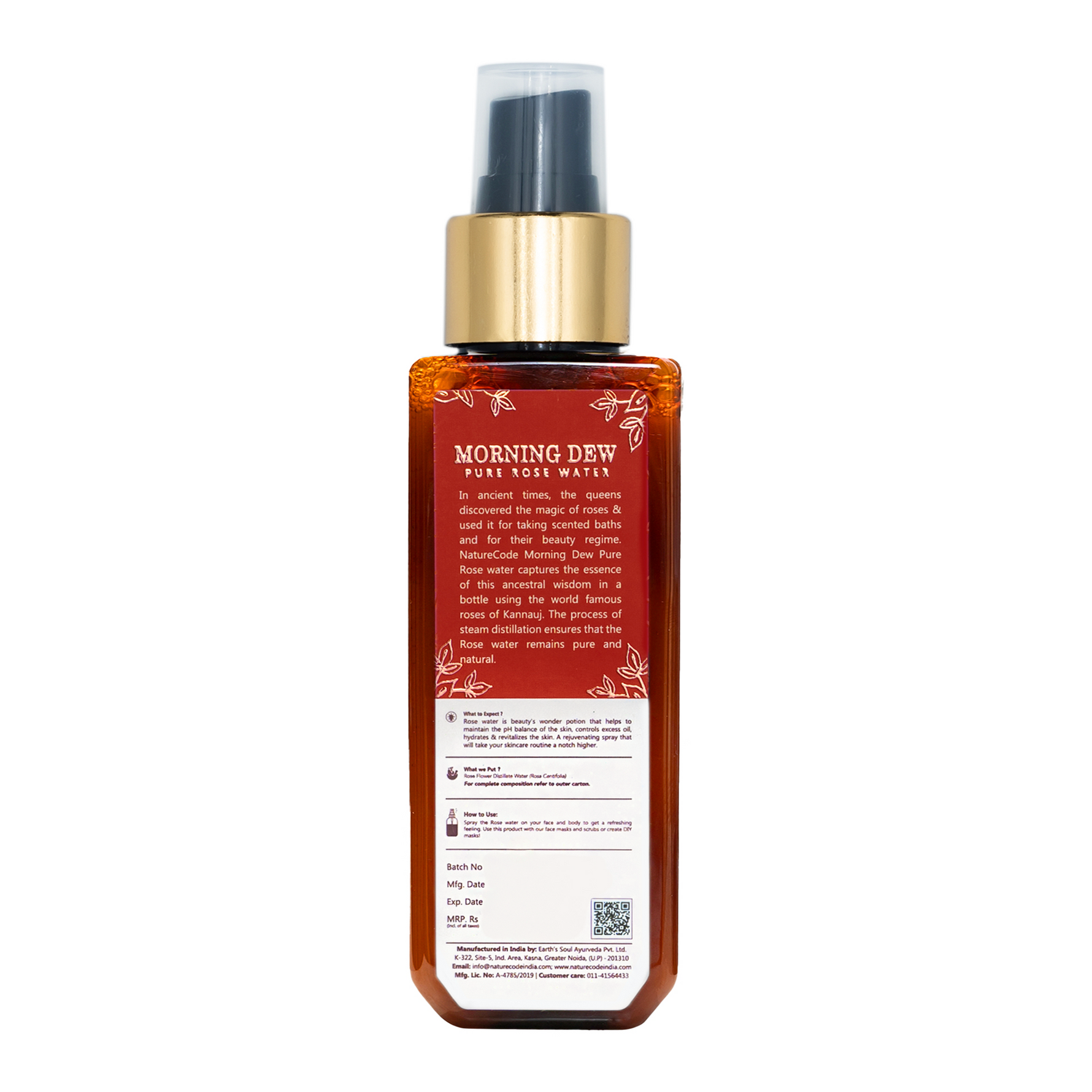 Nature Code Morning Dew Pure Rose Water - 100ml Water