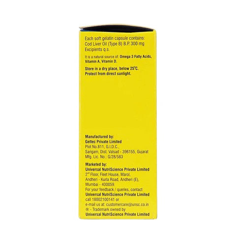 Seacod Cod Liver Oil Capsule 300 mg | Omega-3, Vitamins D & A | Immune & Heart Health