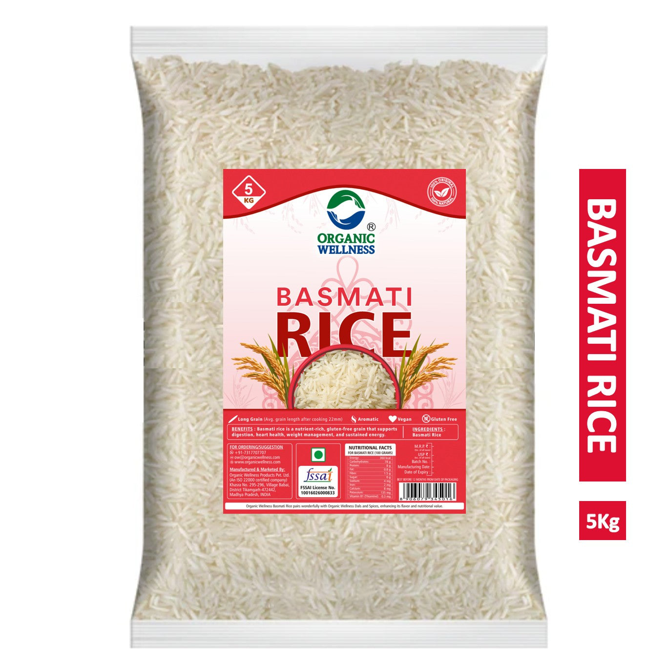 Organic Wellness Basmati Rice II Long Grain Rice - 5kg