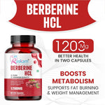 Raskam Berberine HCL 1200mg Capsules with Ceylon Cinnamon | Blood Sugar Support | Metabolism Booster | Supports Digestive Wellness | Heart Health Support | Rich in Antioxidants | 60 Vegetarian Capsules