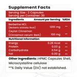 Raskam Berberine HCL 1200mg Capsules with Ceylon Cinnamon | Blood Sugar Support | Metabolism Booster | Supports Digestive Wellness | Heart Health Support | Rich in Antioxidants | 60 Vegetarian Capsules