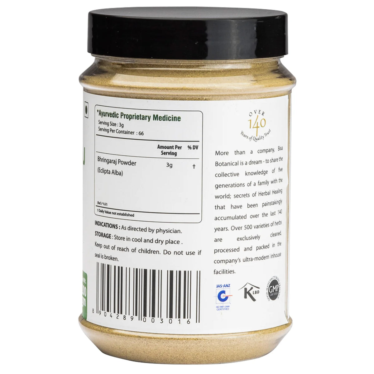 Bixa Botanical Bhringaraj Herb Powder (Eclipta Alba) | Pure Natural Powder for Hair Growth, Scalp Health & Liver Support (200g)