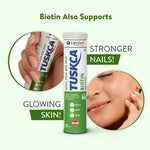 Lifezen Tuskca Biotin + Selenium + Zinc For Hair, Nails & Skin Health l To Boost Keratin Levels, Reduce Hair Loss, Promote Regrowth & Maintain Healthy Nails & Skin | 20 Effervescent Tablet (Pack of 1) Berry Flavour