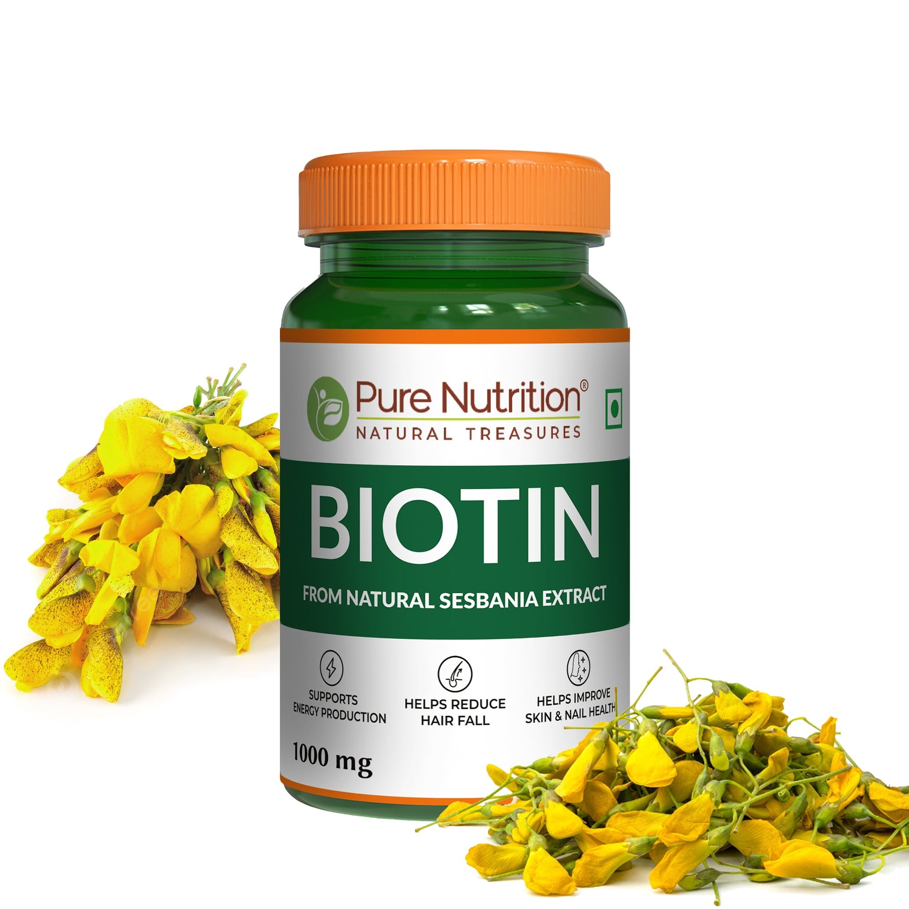 Pure Nutrition Biotin 1000mg – 120 Tablets | From Natural Sesbania Extract | Hair, Skin & Nail Support
