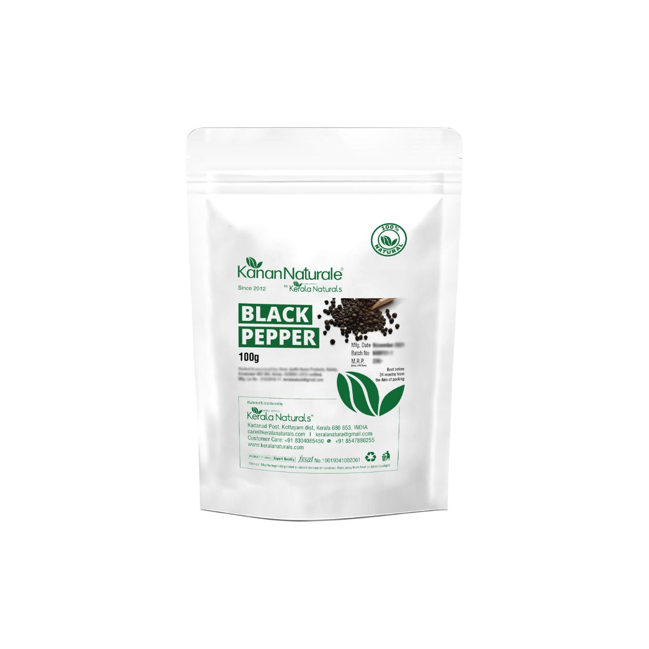 Kerala Naturals Black Pepper Powder 100g - Organic Ground Black Pepper