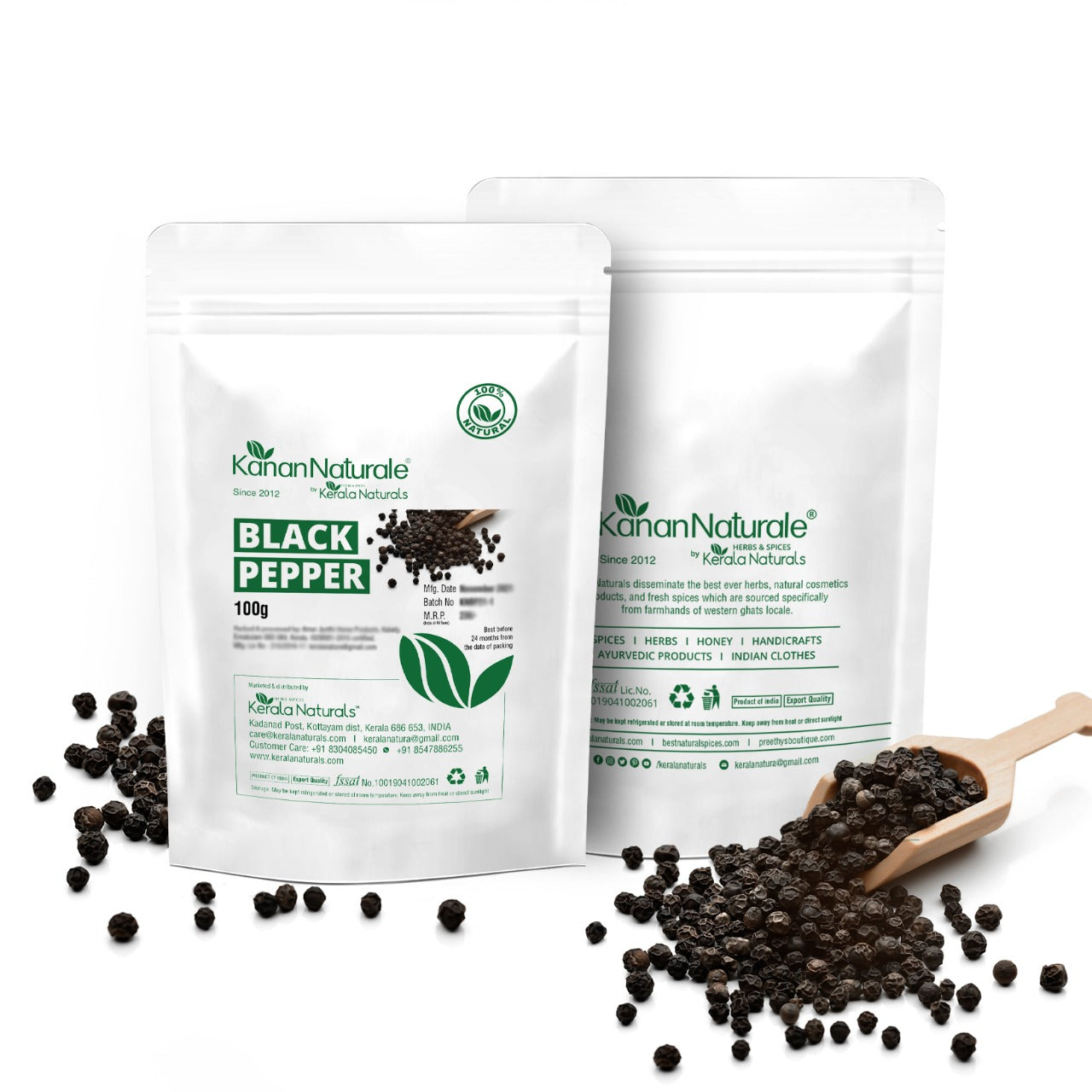 Kerala Naturals Black Pepper Powder 100g - Organic Ground Black Pepper