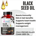 Raskam Black Seed Oil Softgel | Premium Cold Pressed Nigella Sativa 1000mg | Heart, Skin & Joint Support | 100 Softgel