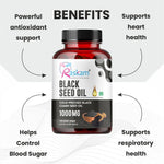 Raskam Black Seed Oil Softgel | Premium Cold Pressed Nigella Sativa 1000mg | Heart, Skin & Joint Support | 100 Softgel