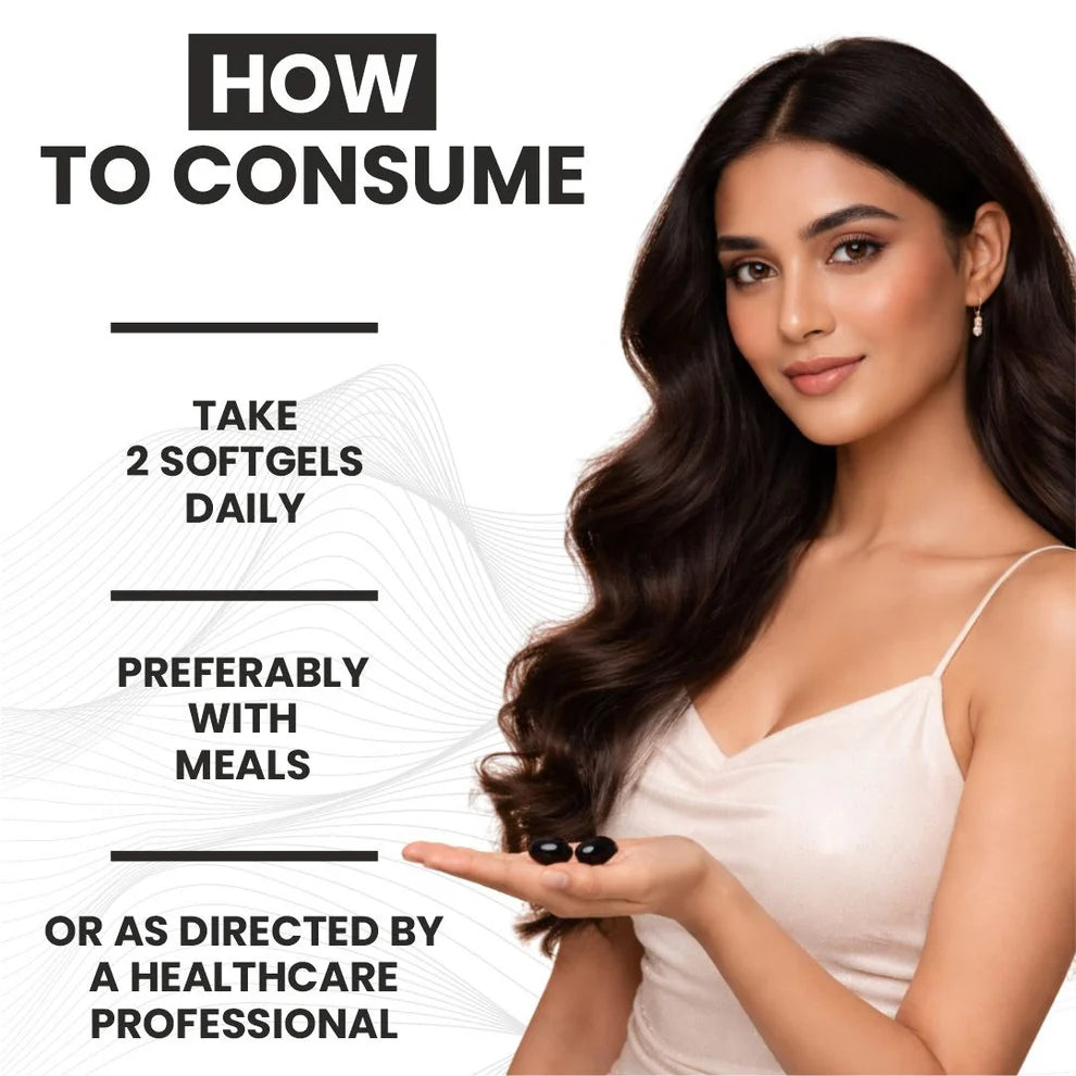 Raskam Black Seed Oil Softgel | Premium Cold Pressed Nigella Sativa 1000mg | Heart, Skin & Joint Support | 100 Softgel