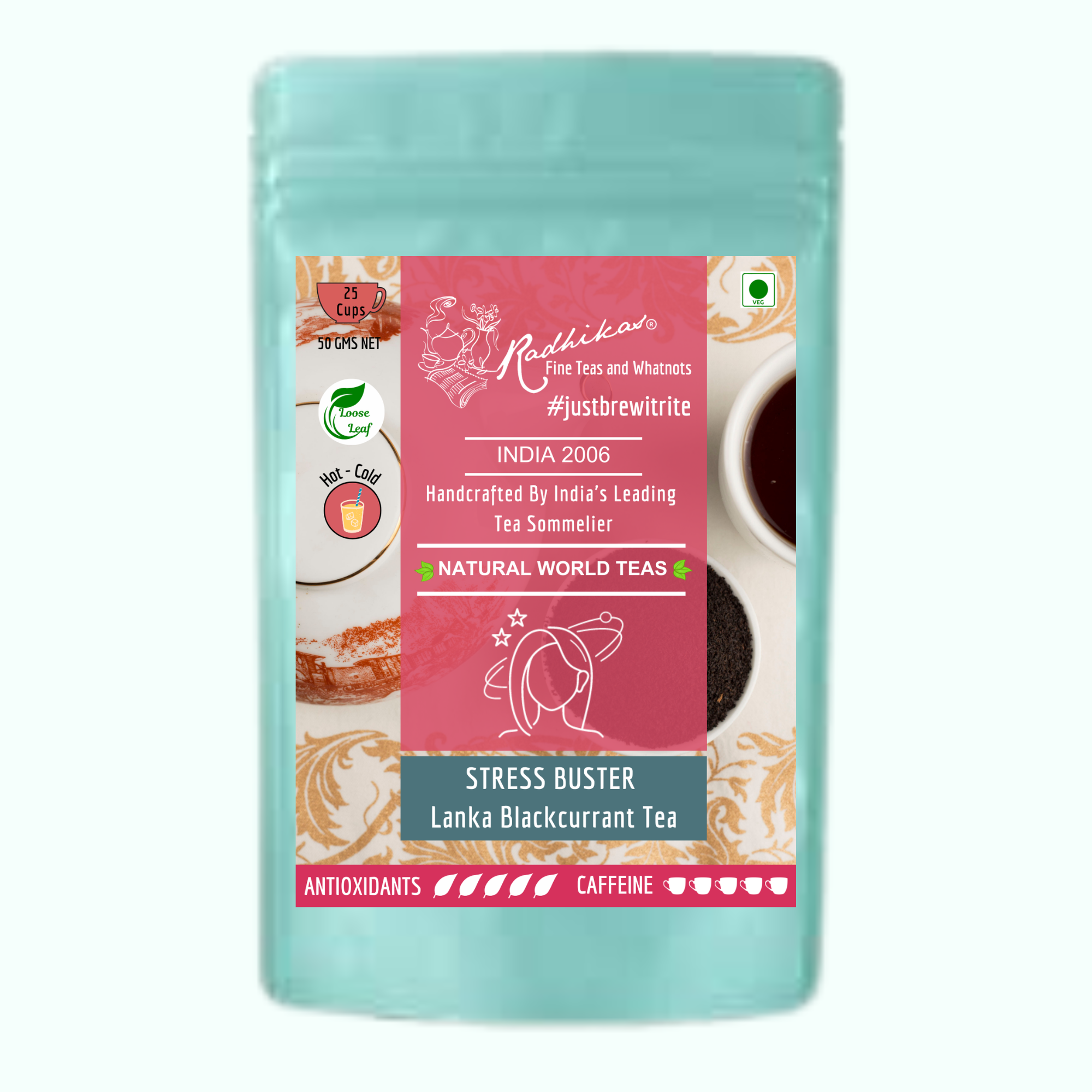 Radhika's Fine Teas Stress Buster Lanka Blackcurrant Tea (50g) | Single-Origin Ceylon Black Tea for Stress Relief, Immunity & Focus