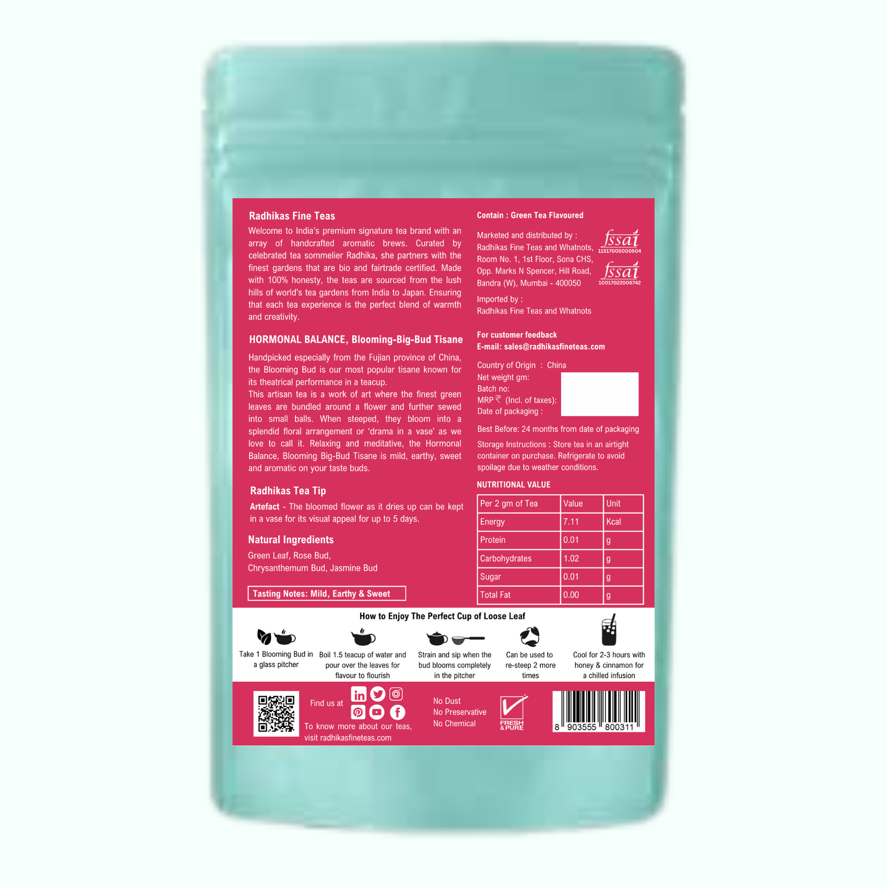 Radhikas Fine Teas Hormonal Balance Blooming Big Bud Tisane (50g)