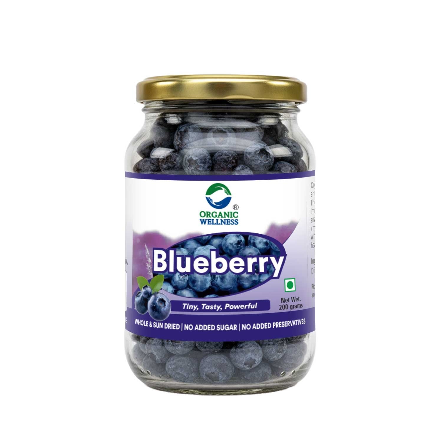 Organic Wellness Dried Blueberry II Naturally Sweet & Tangy - 200 Gram Bottle