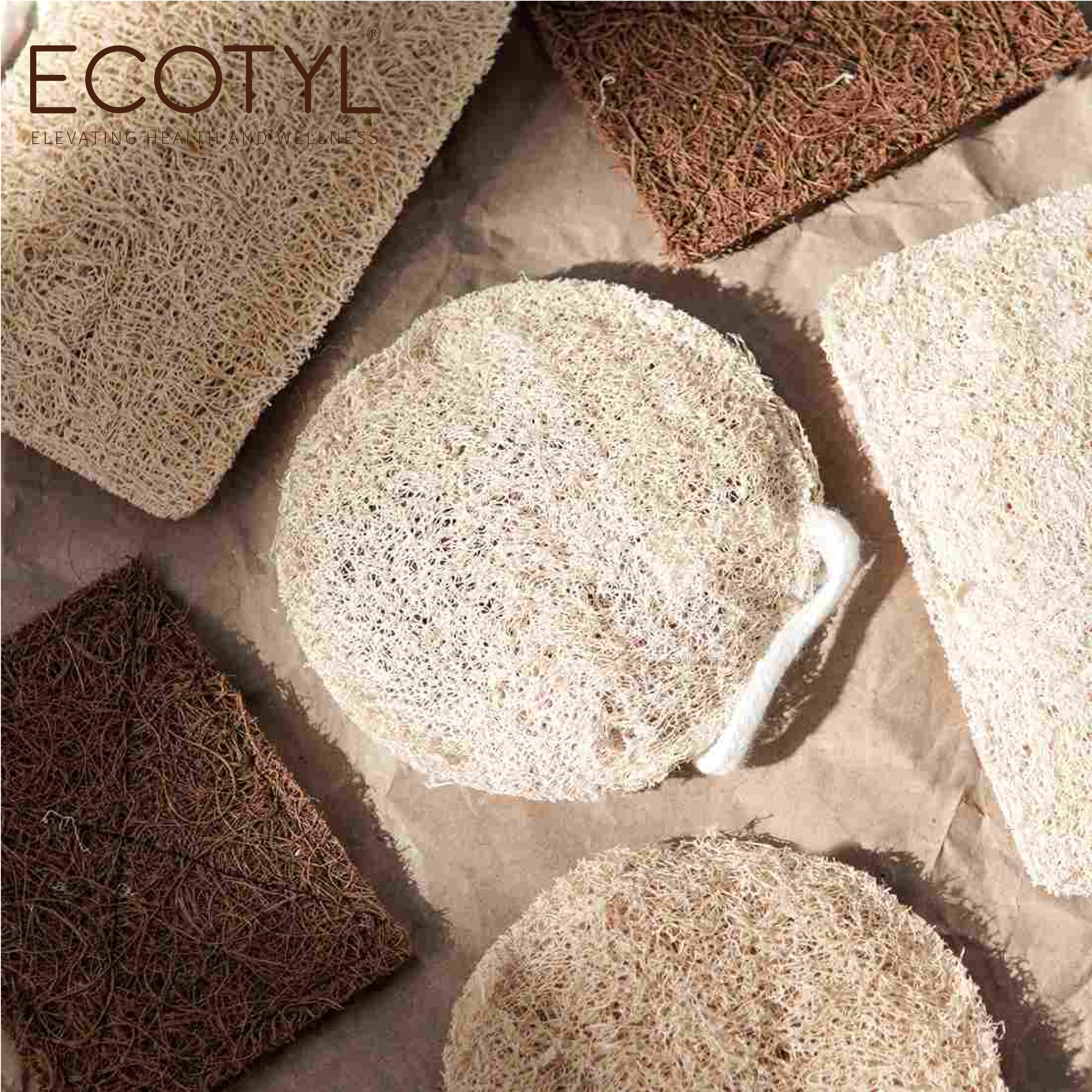 Ecotyl Natural Body Loofah for Sustainable Skincare & Gentle Texture - Set of 2