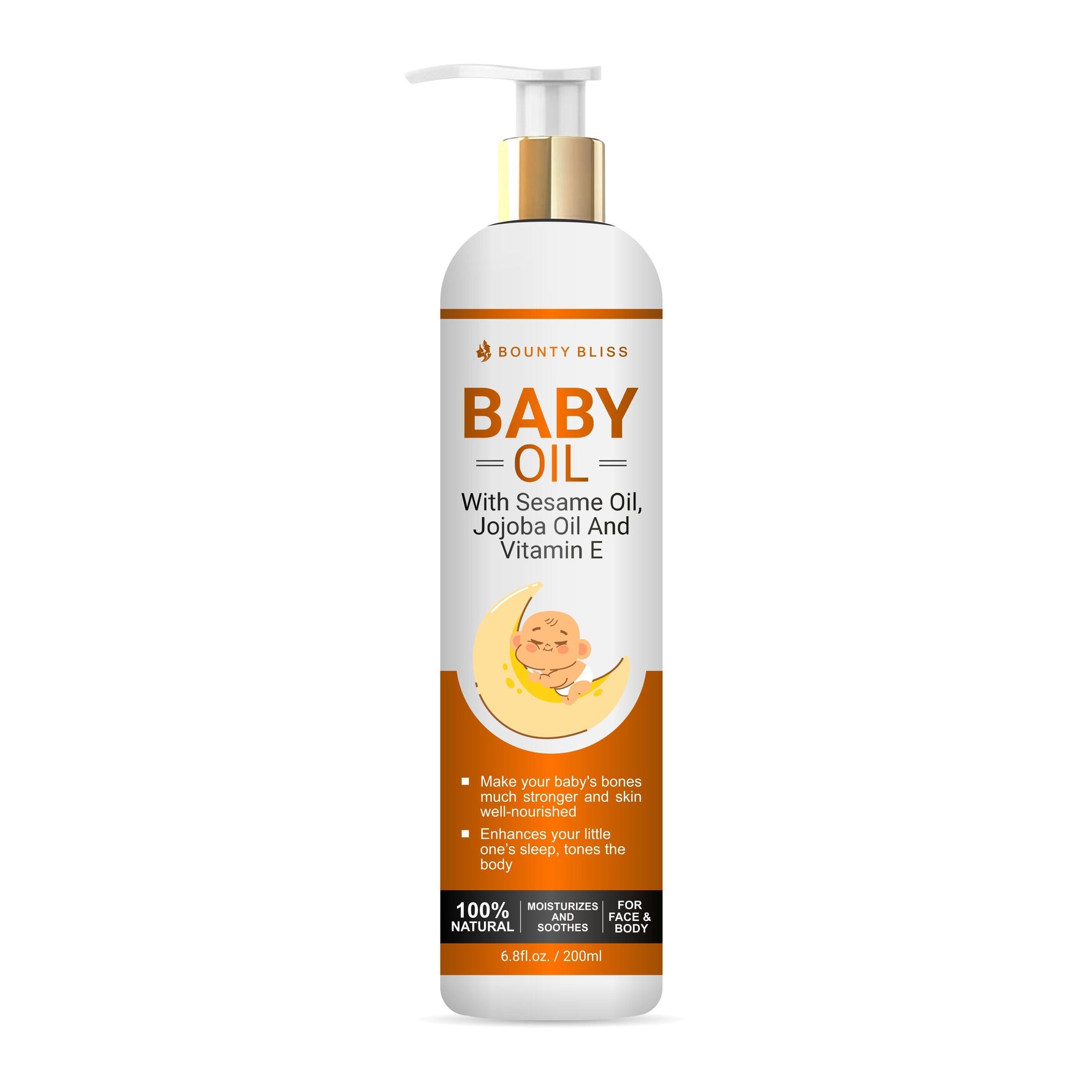 Bounty Bliss Baby Oil With Sesame Oil, Jojoba Oil And Vitamin E Baby Oil For Skin/Baby Body Oil For New Born & Bids/Natural Chemical Free - 200ml