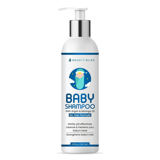 Bounty Bliss Baby Shampoo With Argan & Moringa Oil Infused With Paraben- Free Contains 8 Ayurvedic Natural Essential Oils, Herbs, Flowers, Seeds oil & Medicinal plants - 200ml