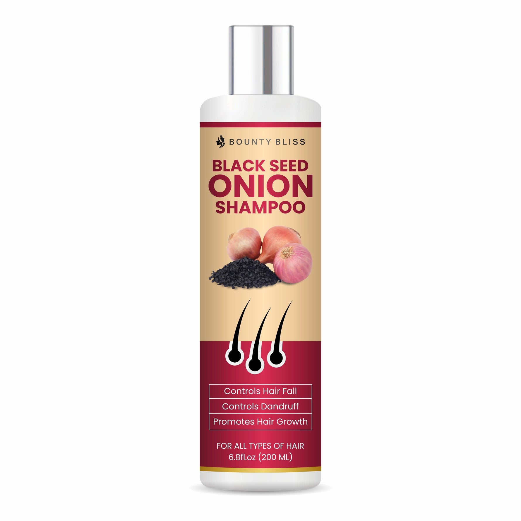 Bounty Bliss Black Seed Onion Shampoo – Strengthening, Nourishing, Hair Growth, Natural Ingredients, Sulfate-Free - 200ml