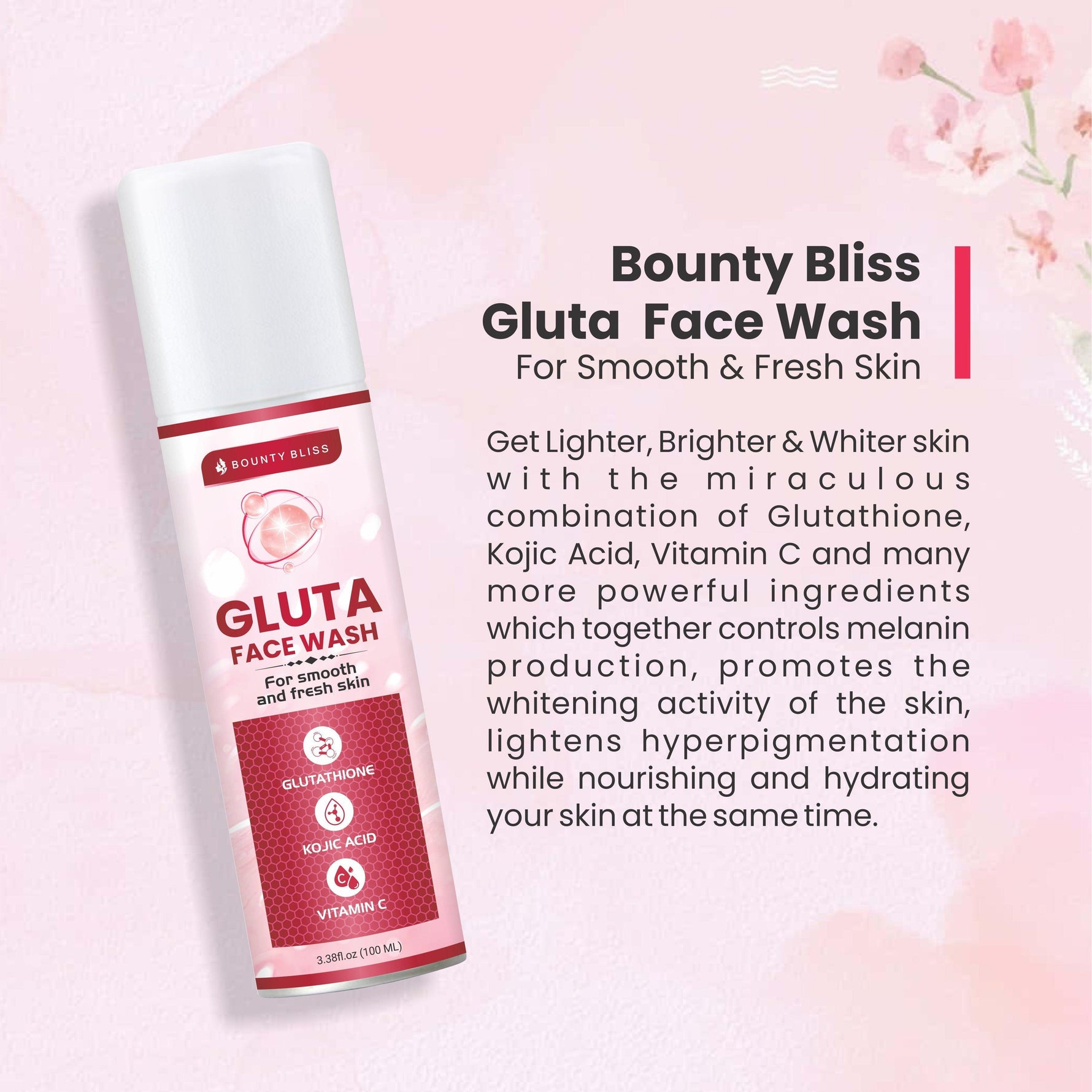 Bounty Bliss Gluta Face Wash Barrier Repair + Hydrating Gentle Face Wash Face Wash For Dry Skin, Normal Skin & Sensitive Skin Gently Cleanses Skin From Dirt & Oil For Unisex - 100ml