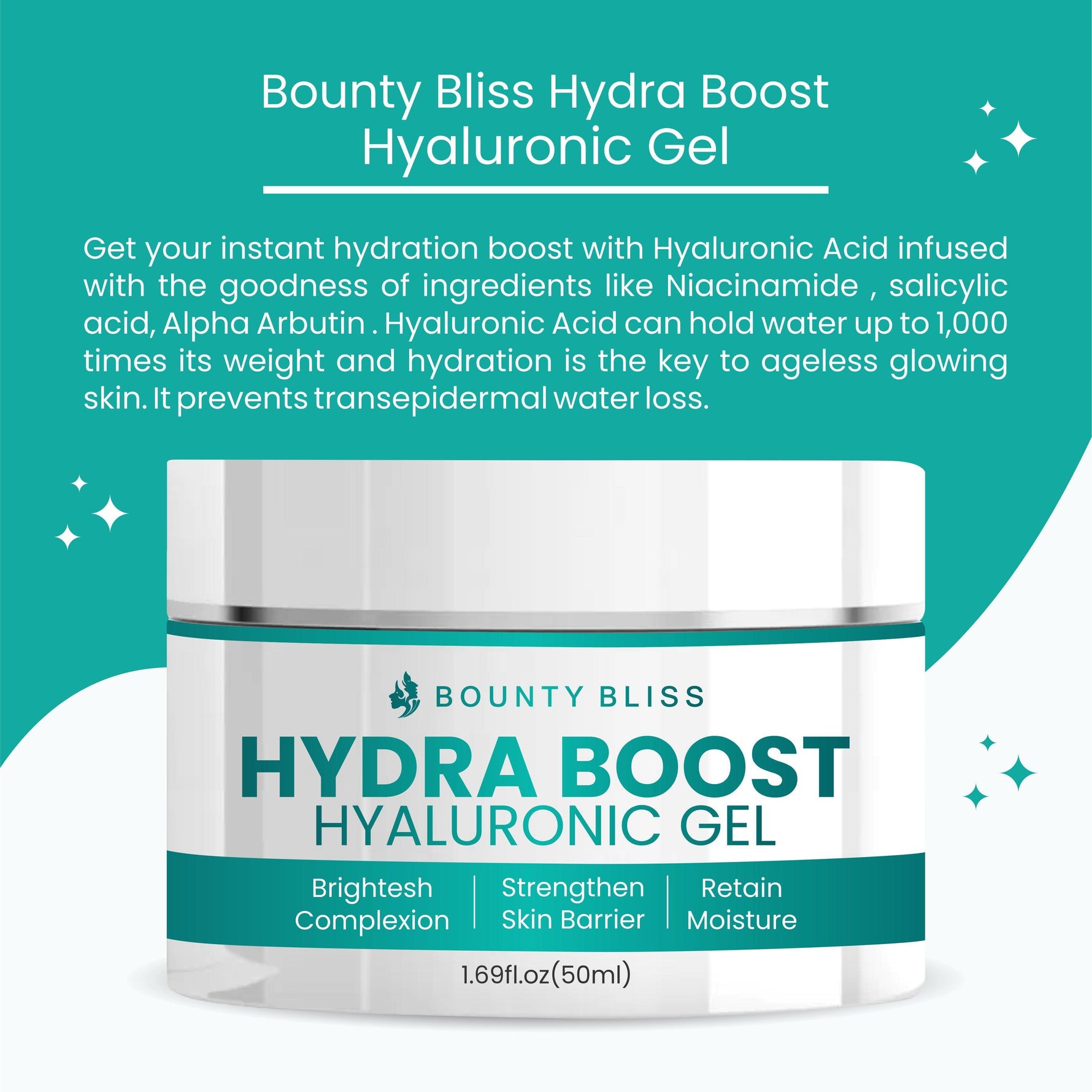 Bounty Bliss Hydra Boost Hyaluronic Gel for Deep Hydration & Skin Plumping | Face Gel | 50 ml
