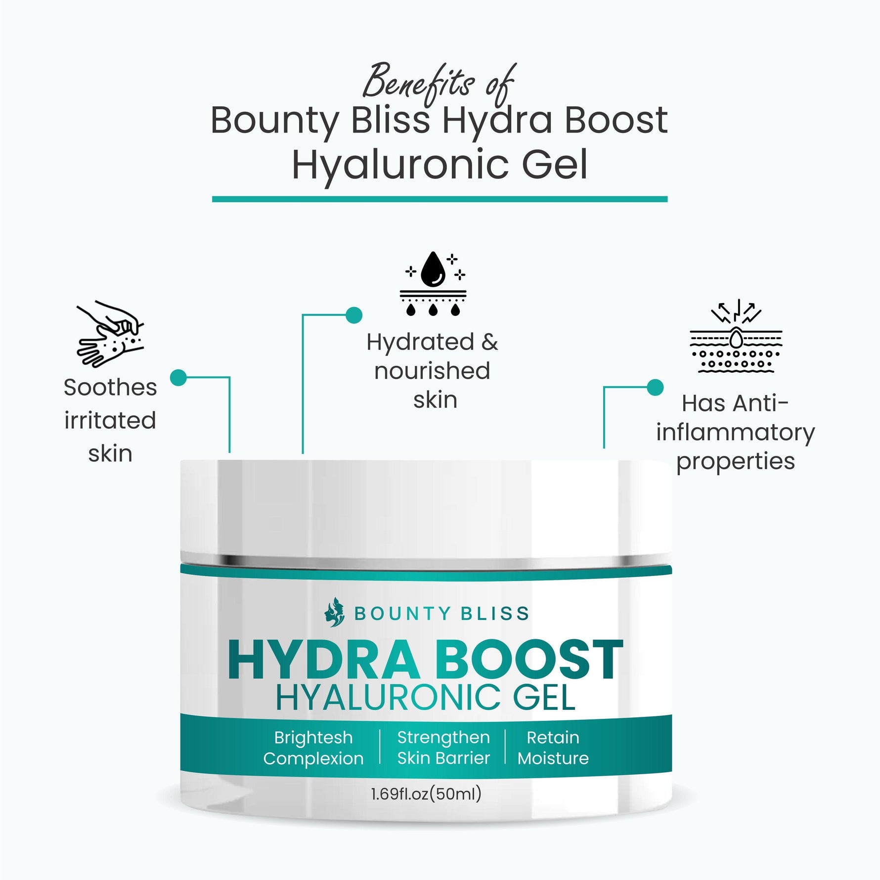 Bounty Bliss Hydra Boost Hyaluronic Gel for Deep Hydration & Skin Plumping | Face Gel | 50 ml
