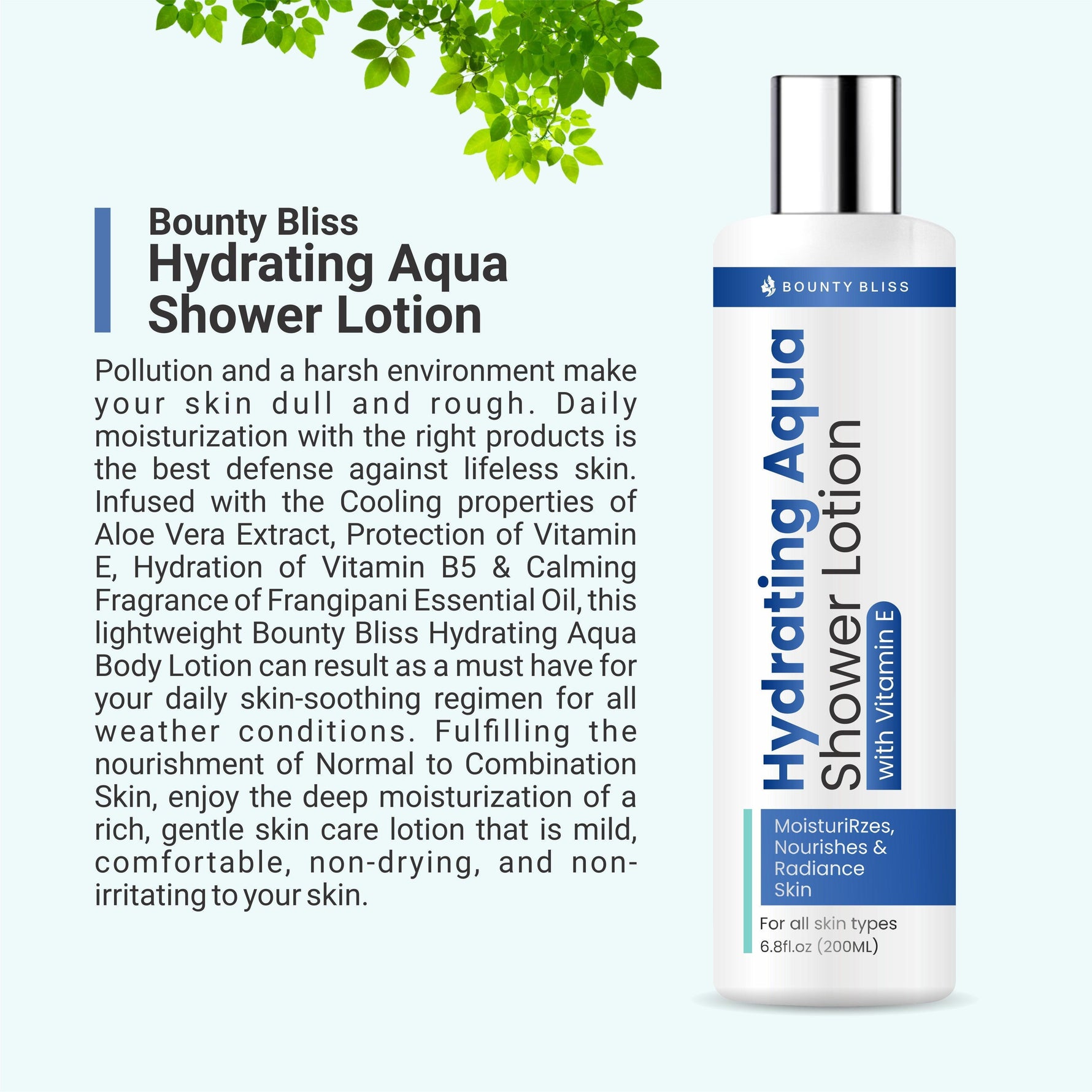 Bounty Bliss Hydrating Aqua Shower Lotion - Nourishing Moisture for Refreshed Skin - 200ml