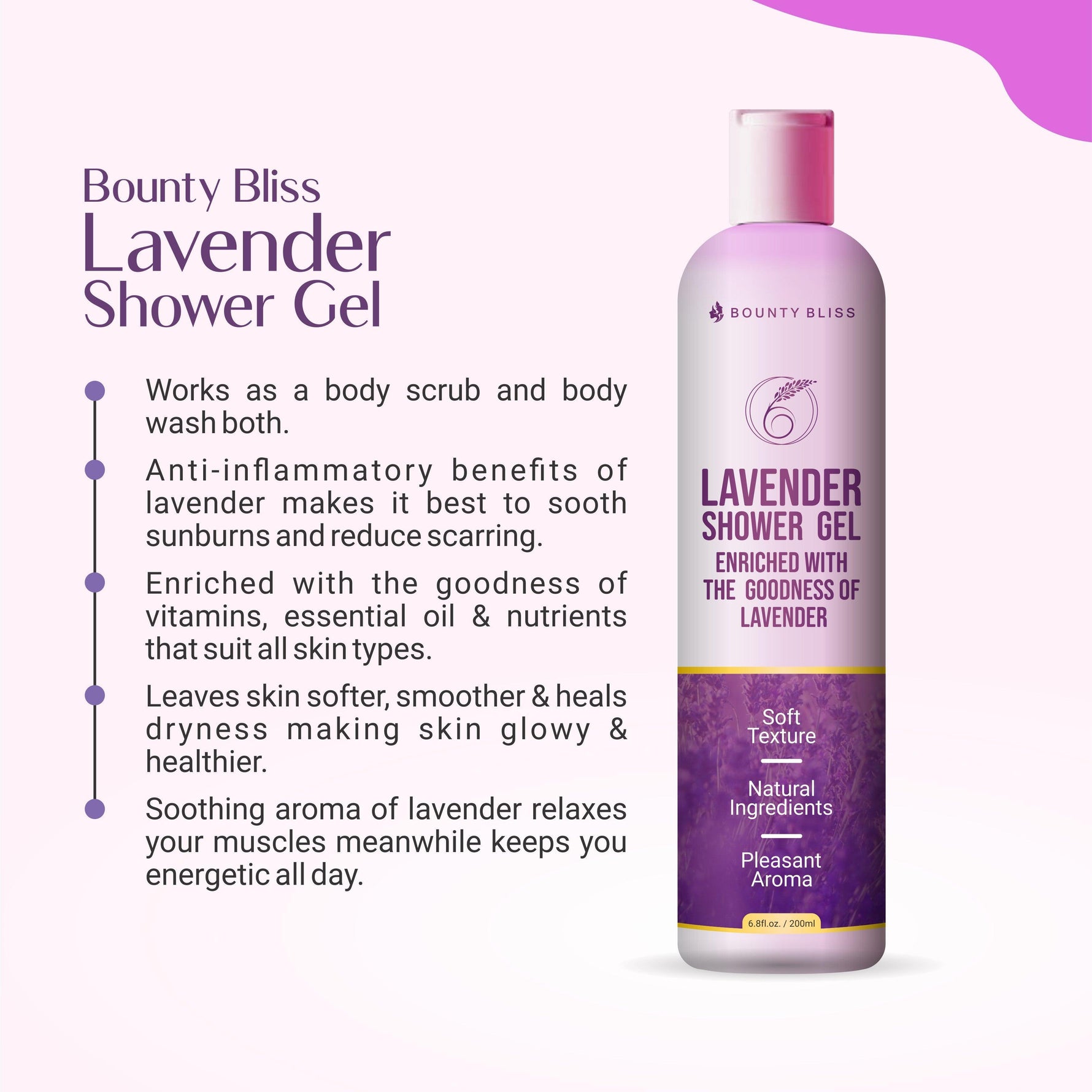 Bounty Bliss Lavender Shower Gel Body Wash with Shea Butter