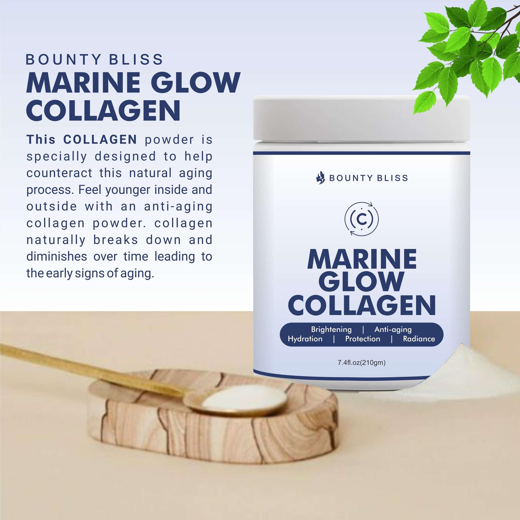 Bounty Bliss Marine Collagen Peptide Glow Pure Korean Powder - 210gm