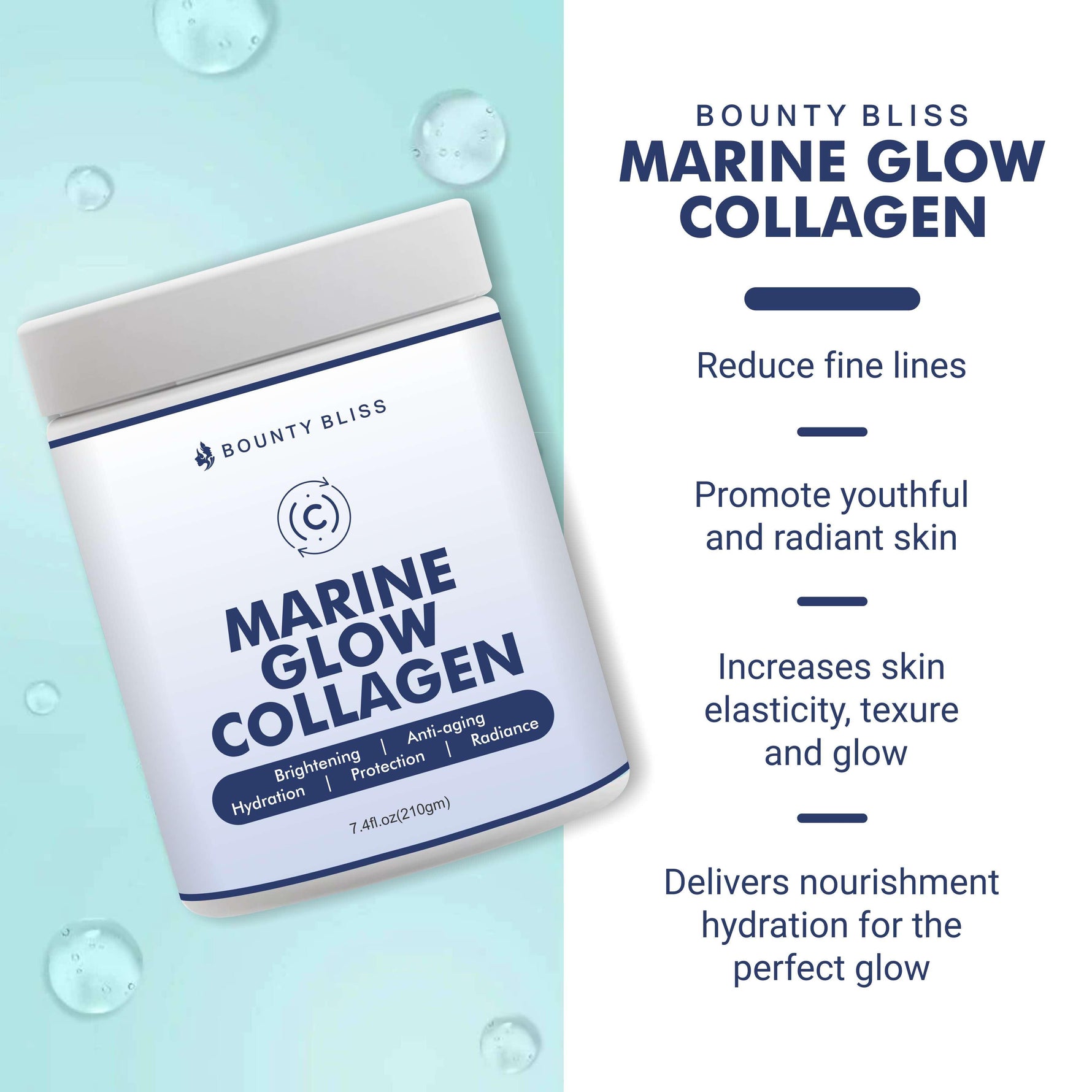 Bounty Bliss Marine Collagen Peptide Glow Pure Korean Powder - 210gm