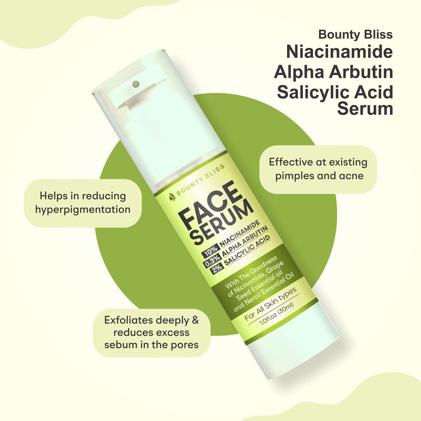 Bounty Bliss Niacinamide Alpha Arbutin Salicylic Acid Serum For Acne - 30ml