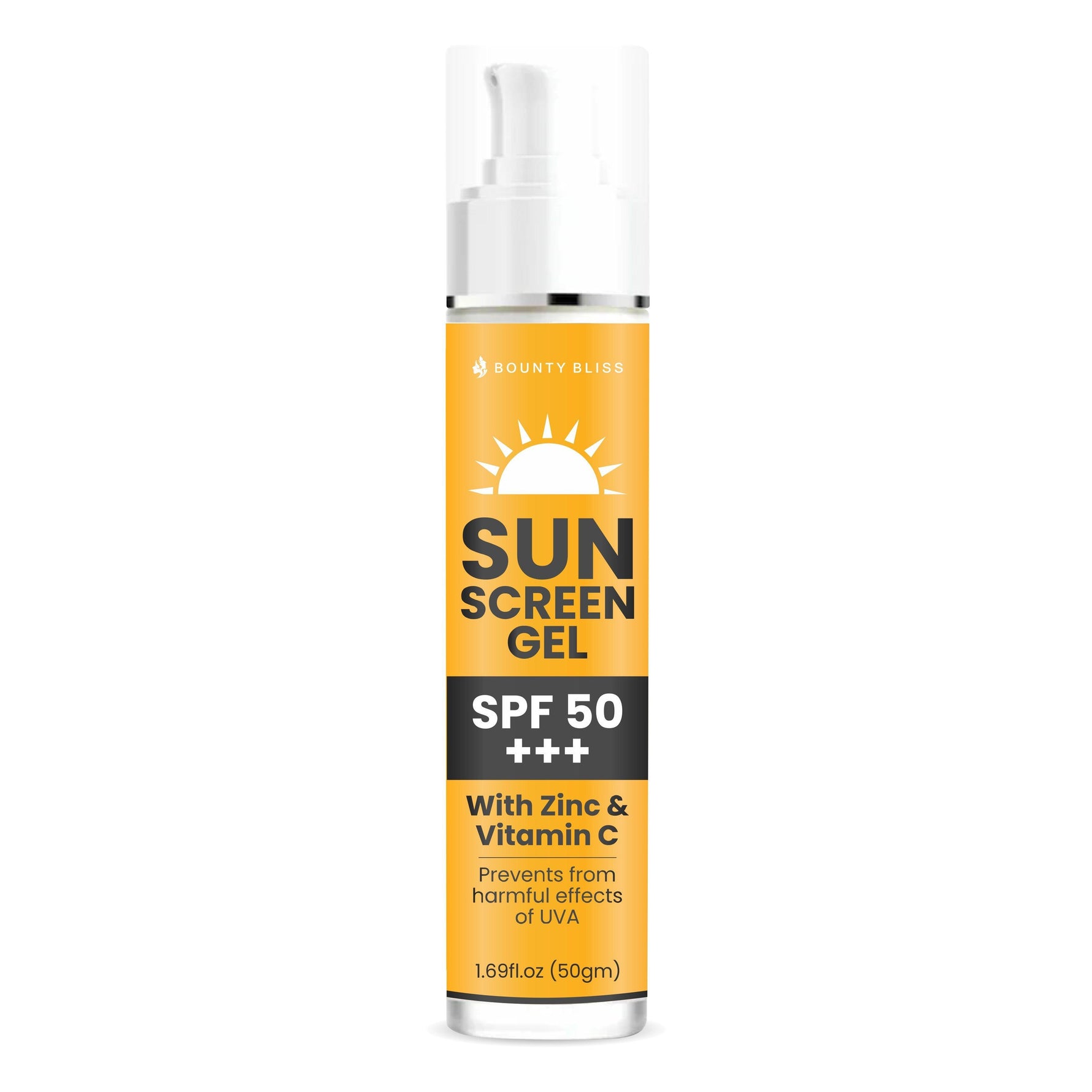 Bounty Bliss Sunscreen Gel SPF 50+++ Broad Spectrum UVA/UVB Blue light protect No White Cast Water resistant, Ultra light & Non sticky Oily, Dry & Sensitive Skin