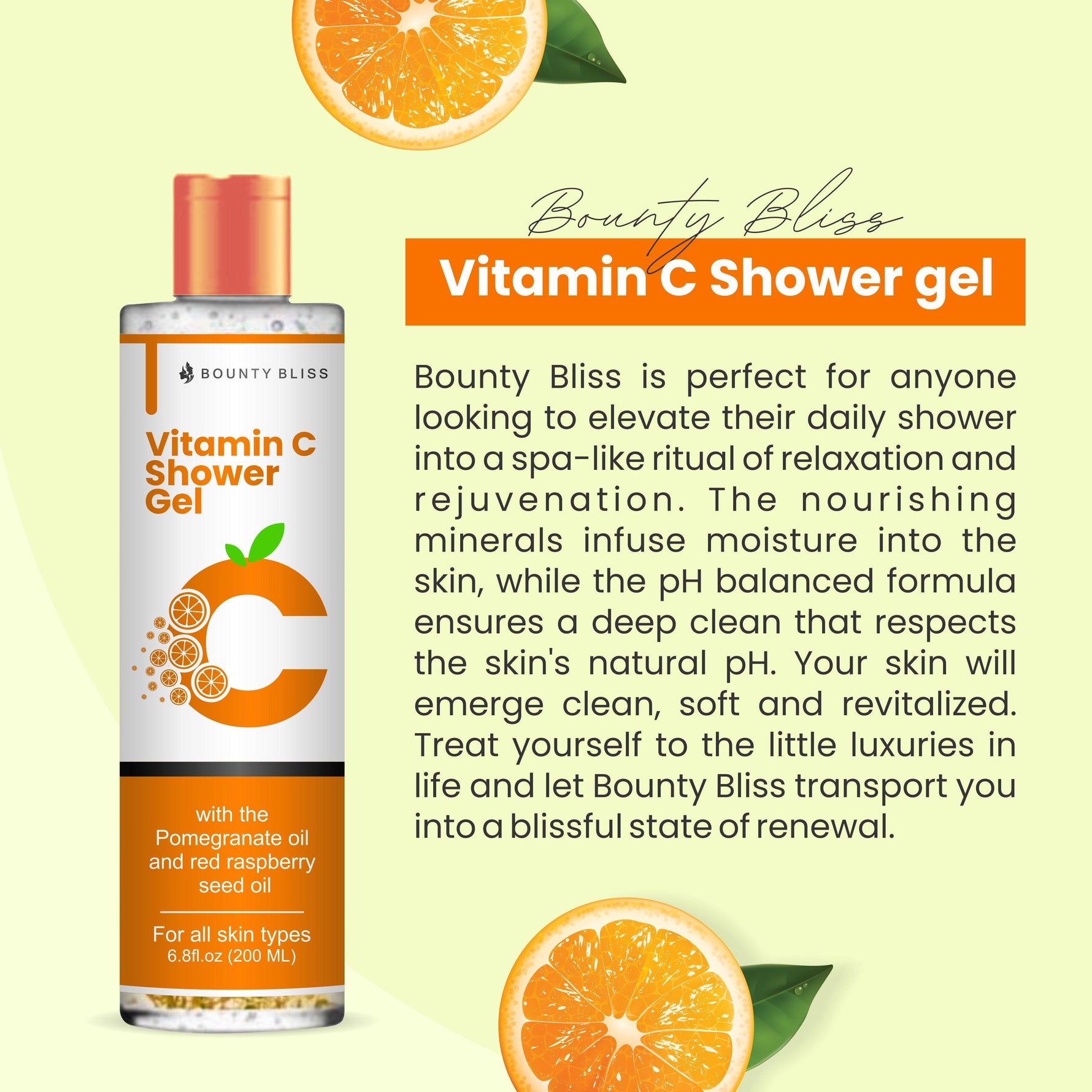 Bounty Bliss Vitamin C Shower Gel for Refreshing & Brightening Cleanse | 200 ml