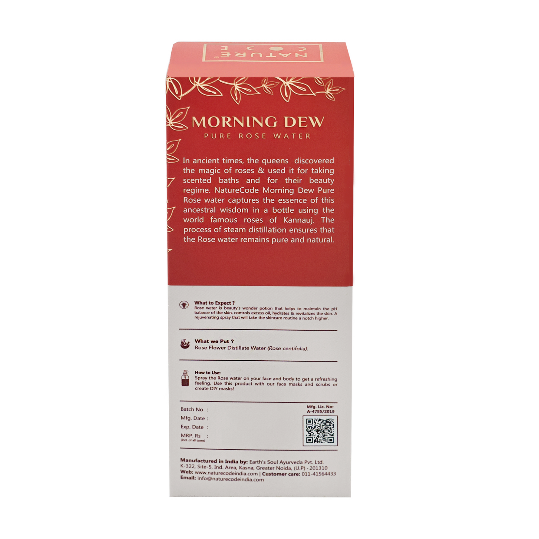 Nature Code Morning Dew Pure Rose Water - 100ml Water