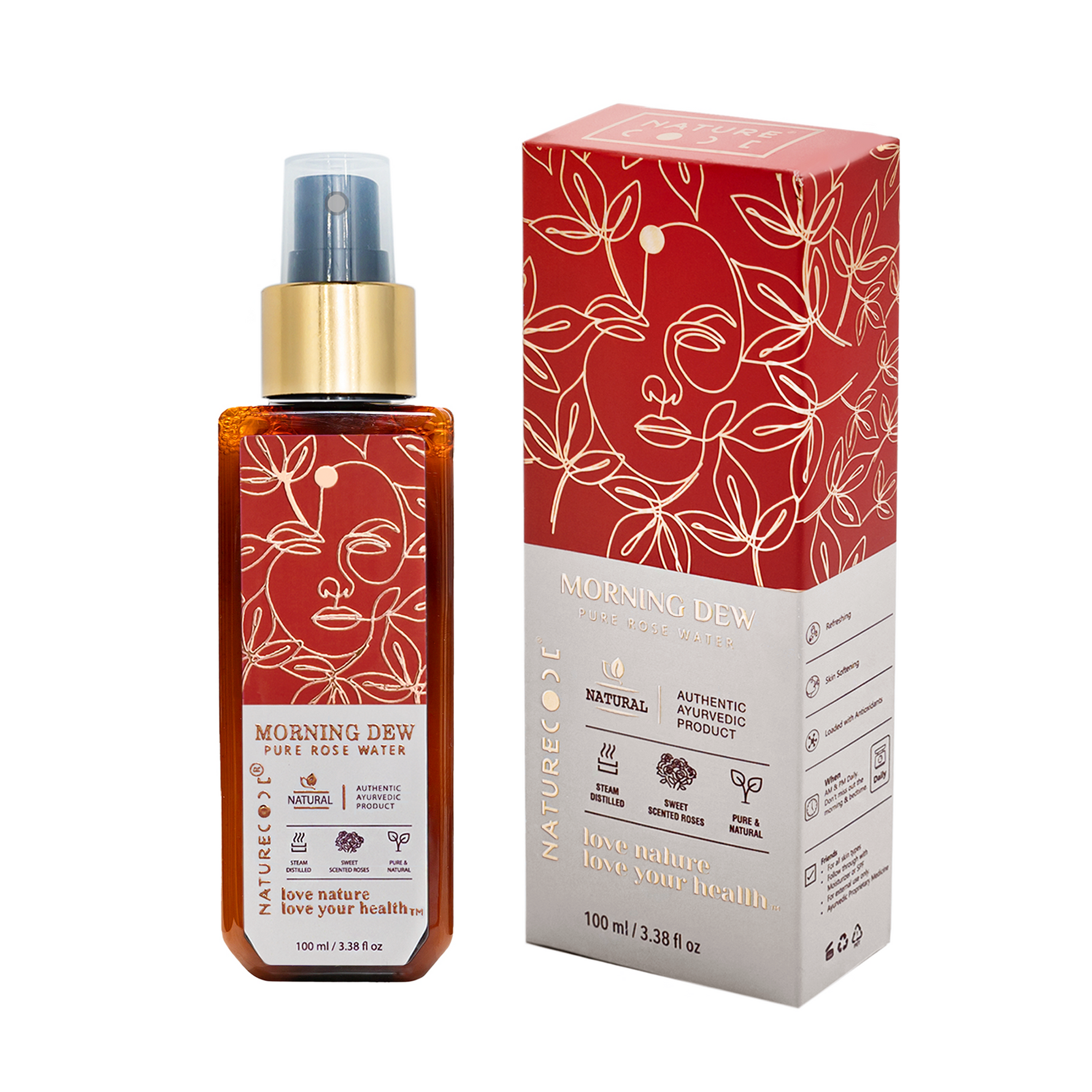 Nature Code Morning Dew Pure Rose Water - 100ml Water