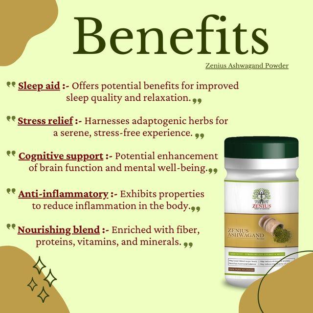 Zenius Ashwagand Powder - Ashwaganda Powder for Energy - 100gm Powder