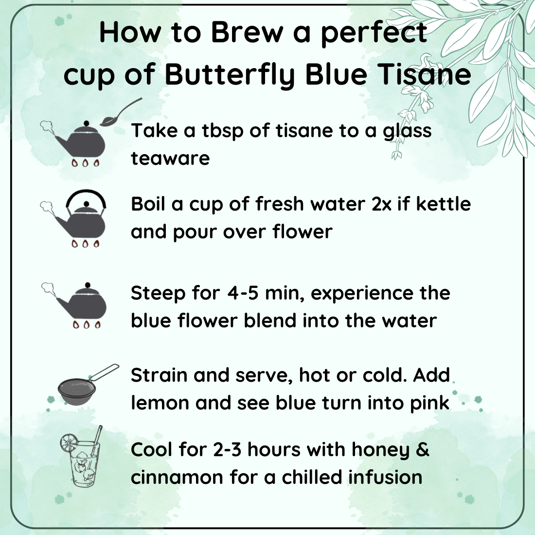 Radhika's Fine Teas Revvs Up Metabolism Butterfly Blue Tisane (50g) | Pure Herbal Tea for Metabolism, Anti-Ageing & Weight Management
