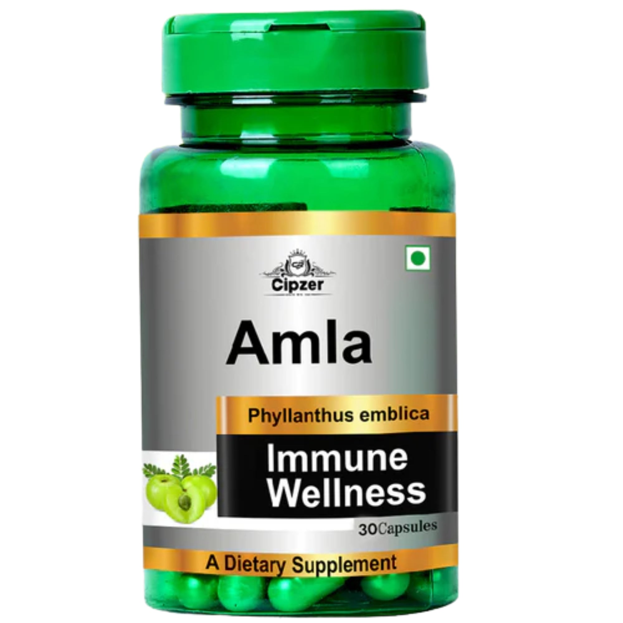 Cipzer Amla Capsule | Natural Immunity Booster & Skin Glow Enhancer for Healthy Youthful Skin - 60 Capsules