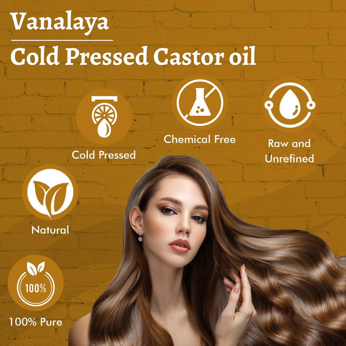 Vanalaya Castor Oil Pure Cold Pressed oil For Stronger Hair, Skin & Nails, No Mineral Oil & Silicones 200ml